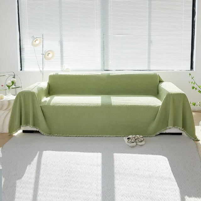 Super Six Sofaüberwurf aus Chenille in Cremeweiß, weiches Halbvelours-Handtuch für dein Sofa, B/T: 180 x 130 cm - Bild 1