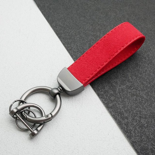 Autoschlüsselanhänger Leder, Metall, Wildleder, Unisex, rot - Bild 1