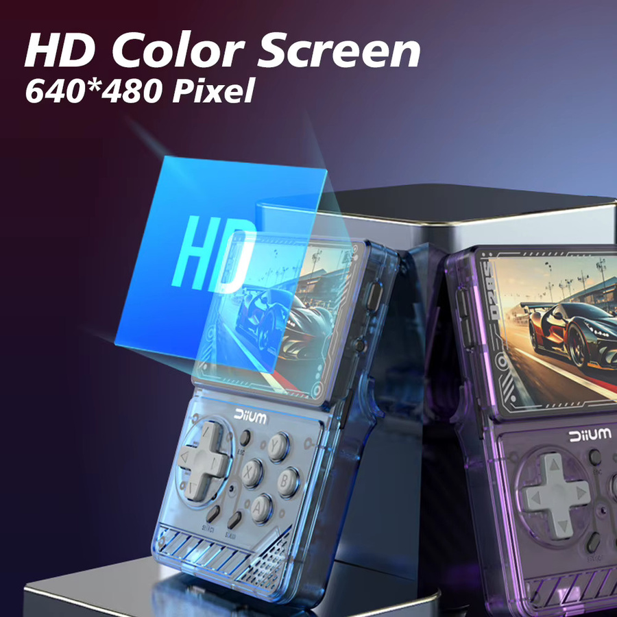 Tragbare Mini-Handheld-Videospielkonsole XISKT mit 2,8 Zoll IPS-Bildschirm und RK3326-Chip in Purple Transparent für GBA, PS1, GB und PSP Emulatoren - Bild 3