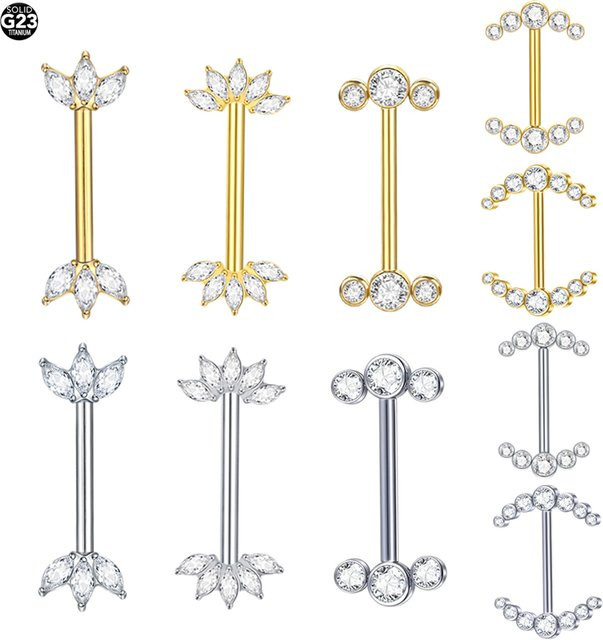 PiercingWholesale Nippelpiercing Barbell Ring, Titan, Blume, Damen - Bild 1