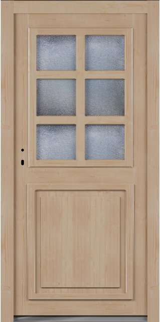 Roro Nebeneingangstür OHE 1005 Fichte mit Glaseinsatz, Farbe Braun/Beige, B: 98 cm, H: 198 cm, DIN Links - Bild 1