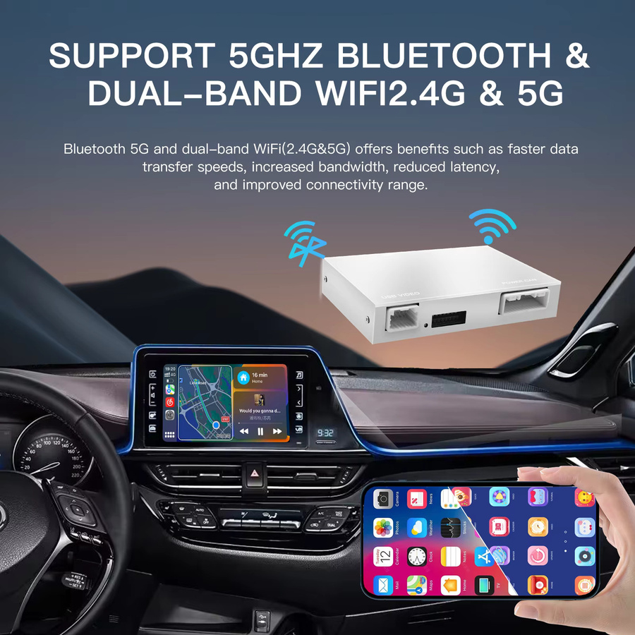 CARABC Drahtloses CarPlay und Android Auto Modul für Toyota RAV4, Corolla, Tacoma, Camry, CHR, Tundra, Highlander, Prius, 4Runner und Yaris in Grau - Bild 3