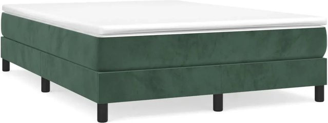 vidaXL Boxspringbett mit Matratze Dunkelgrün Samt Hybrid-Design mit Taschenfederkern B/T/H: 140 x 200 x 25 cm - Bild 1
