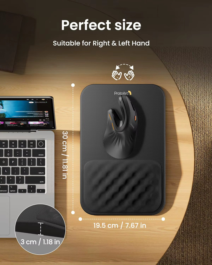 Ergonomisches Mauspad mit Handgelenkauflage aus Memory-Schaum und rutschfester PU-Basis von Suita in Schwarz oder Weiß - Bild 5