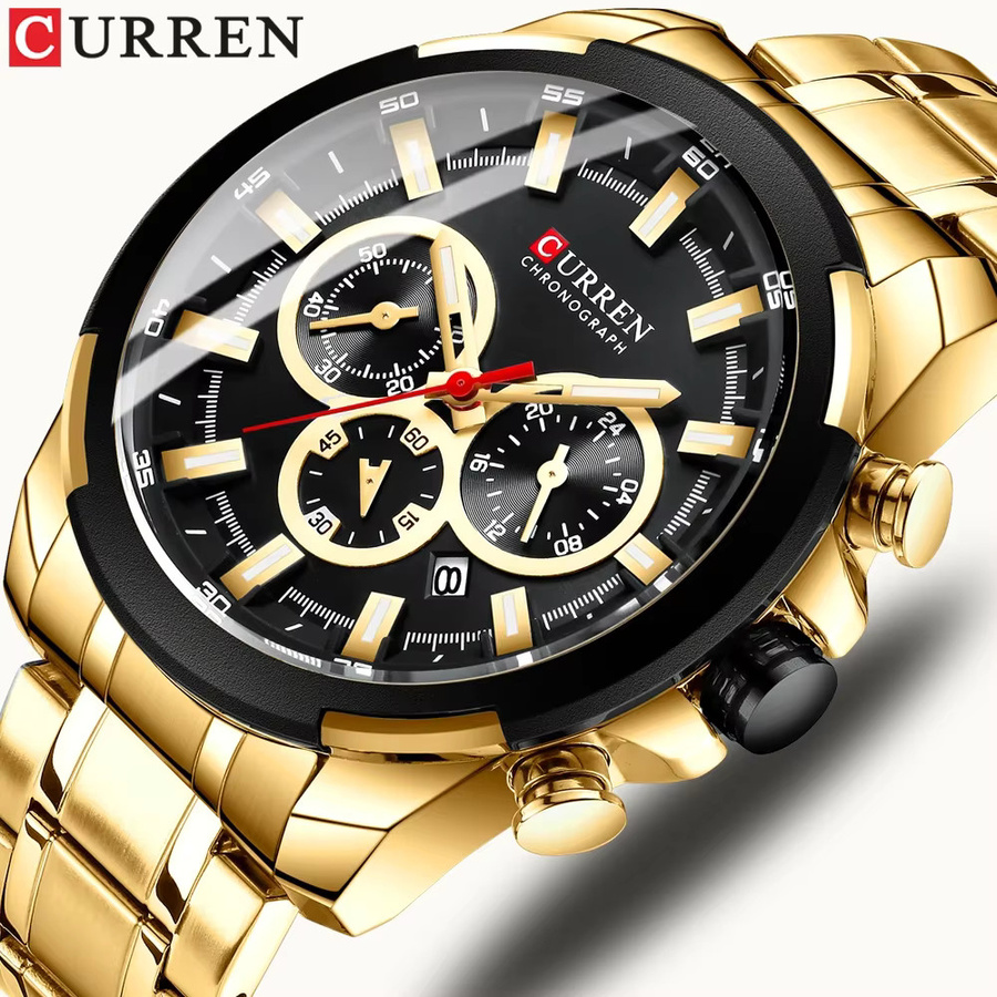 CURREN Armbanduhr, Quarz, Edelstahl, Schwarz, Silber, Herren - Bild 2