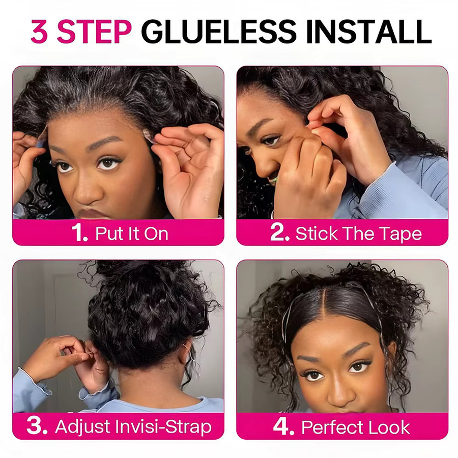 CAJOSAL Perücke, Kinky Curly, Schwarz, 30 Zoll, Echthaar - Bild 5