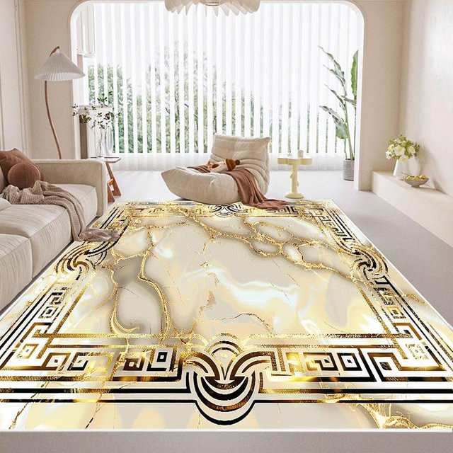 Luxuriöser Teppich von Wucifang Jewelry in Gold, modern und rutschfest, Material Flanell, B/T: 60 x 90 cm - Bild 1