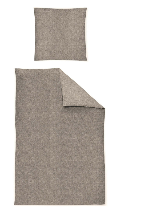 Irisette Mink Flausch Cotton Bettwäsche Melange Silber B/H: 200 x 200 cm mit Kissenbezug 80 x 80 cm - Bild 1
