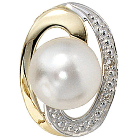 Colfem Anhänger 585 Gelbgold bicolor, Süßwasserperle, Diamant - Bild 1