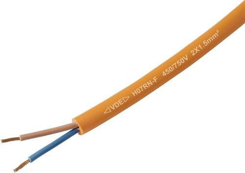 TRU COMPONENTS Gummischlauchleitung H07RN-F 2 x 1.5mm² Orange Meterware - Bild 1
