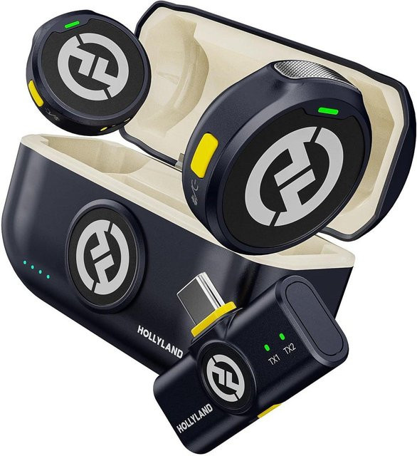 Hollyland Lark M2 Drahtloses Lavalier-Mikrofon mit USB-C Anschluss, Schwarz, 48kHz Studioqualität, 300m Reichweite, 40h Aufnahmezeit und Geräuschunterdrückung - Bild 1