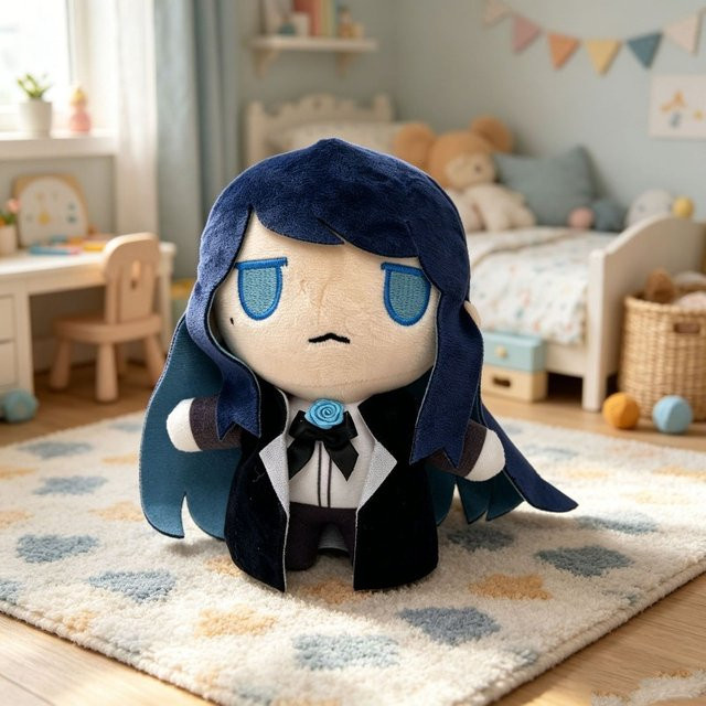 Ado Hibana Plüschpuppe, Chibi, Dunkelblaue Haare, Blau, Plüsch / Textil - Bild 1