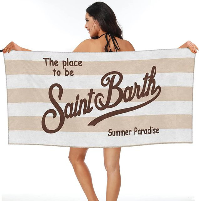 Saint Barth Strandtuch aus Mikrofaser in Weiß, schnelltrocknend und saugfähig, B: 100 cm, H: 180 cm - Bild 1