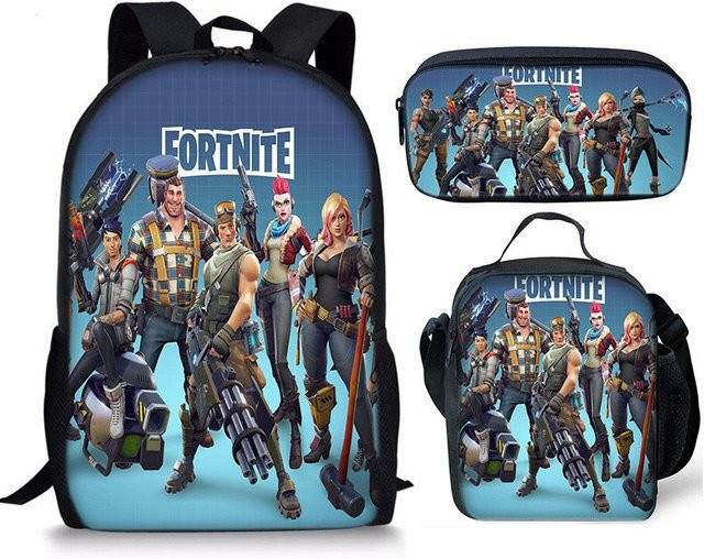 3-teiliges Fortnite Schulset mit Rucksack, Schultasche, Federmäppchen und Brotdose in Multicolour von Discover Intime - Bild 1
