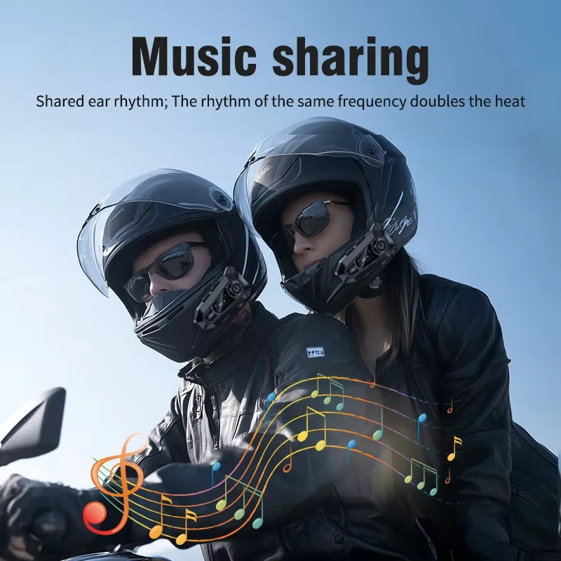 Kebidumei Bluetooth 5.3 Motorradhelm-Intercom-Headset Wasserdichtes Drahtloses Freisprechsystem in Schwarz - Bild 3