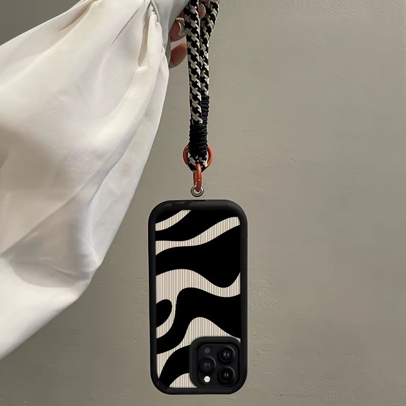 Silikon-Handyhülle mit Zebra-Streifenmuster und Hängeband für iPhone Modelle in Schwarz und Multicolour - Bild 4