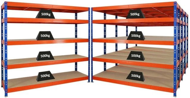 PROREGAL Rhino Schwerlastregal Set mit 5 Ebenen, Blau/Orange, H x B x T: 180 x 200 x 60 cm - Bild 1