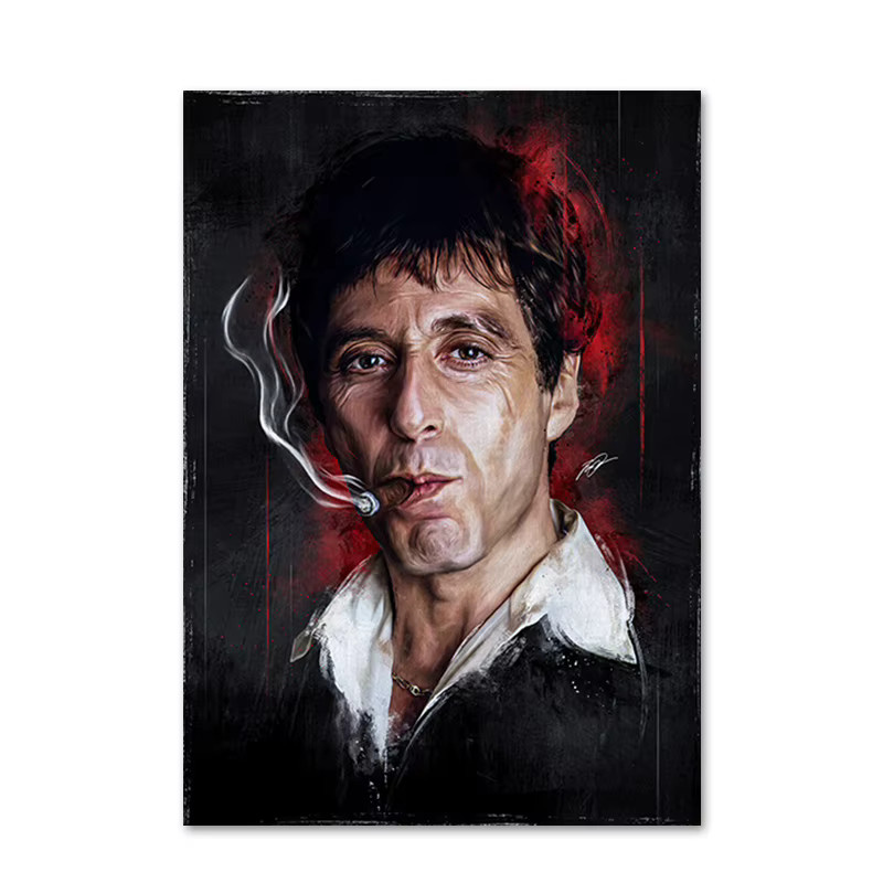 WJWANG Leinwandbild Tony Montana Gangster Film Abstrakte Wandkunst für dein Wohnzimmer, Mehrfarbig - Bild 1