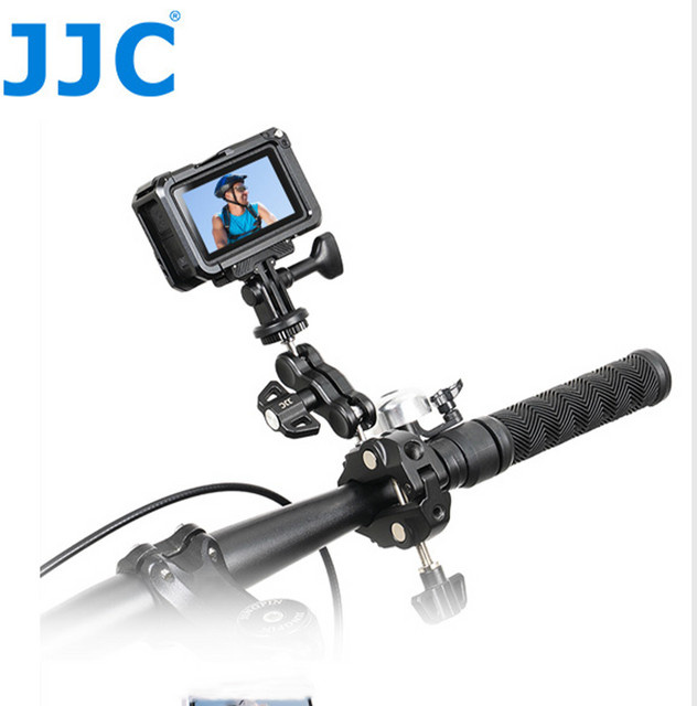 JJC Super-Klemmhalterung Magic Arm Klemme in Schwarz als Lenkerhalterung für Fahrrad und Motorrad mit Adapter für Insta360 X4 und DJI Pocket 4 - Bild 1