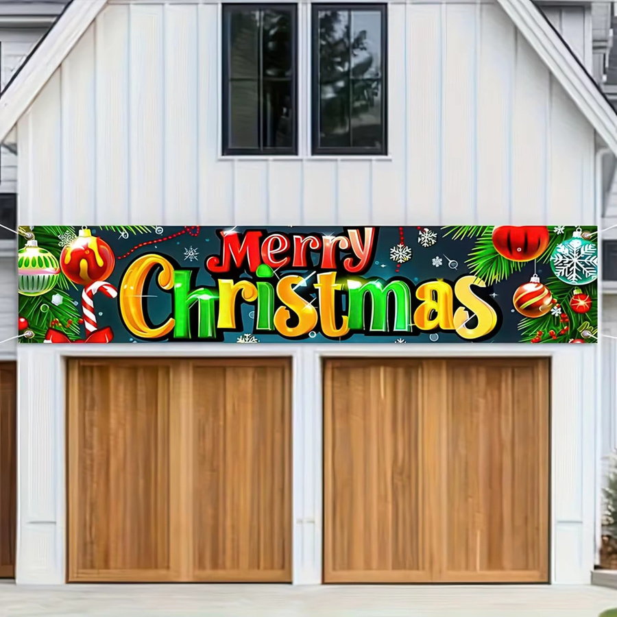 VIKAMA Weihnachts Banner Happy Fence Dekoration für Garten und Rasen, Mehrfarbig, B/H: 180 x 35 cm - Bild 4