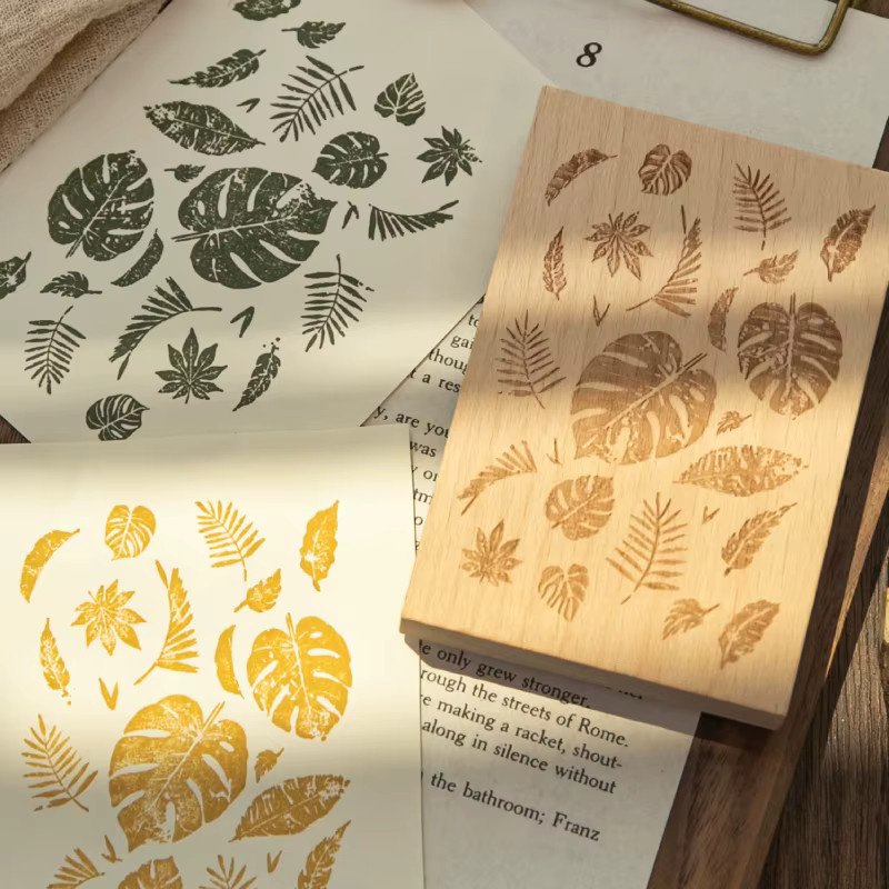JIANQI Holzstempelset mit Pflanzen- und Baummotiven für DIY-Kartenherstellung und Scrapbooking - Bild 3