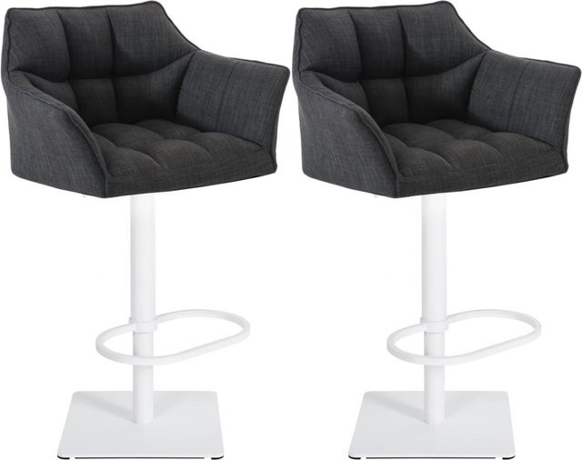 DELUKE 2er Set Barhocker SIHAR in Dunkelgrau und Weiß, höhenverstellbare Barstühle mit Lehne und 360 Grad Drehsitz, B/T/H: 64 x 45 x 88 cm - Bild 1
