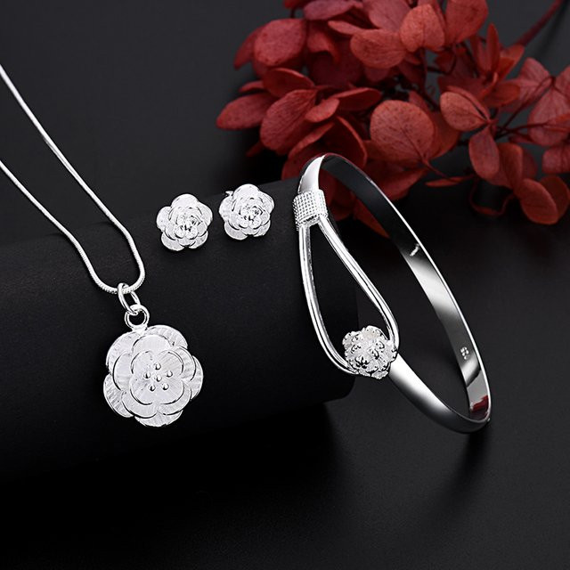 JFine Schmuckset, 925 Silber, Blumen, Damen - Bild 1