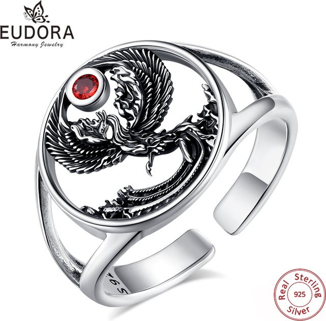 Eudora Phönix-Ring, 925 Silber, Vintage, Unisex - Bild 1