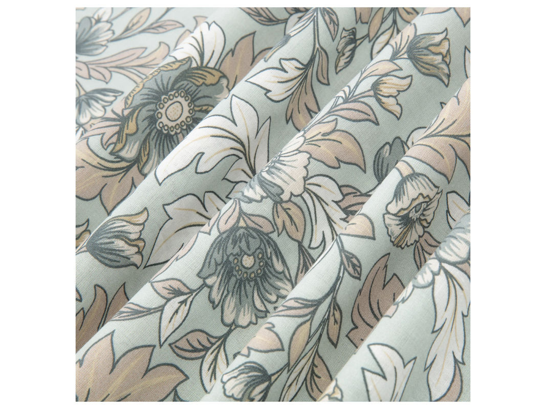 LIVARNO HOME Bettwäsche Edel-Renforcé aus Baumwolle mit Blumenmuster in Grün und Braun, Bettbezug 155 x 220 cm und Kissenbezug 80 x 80 cm - Bild 3