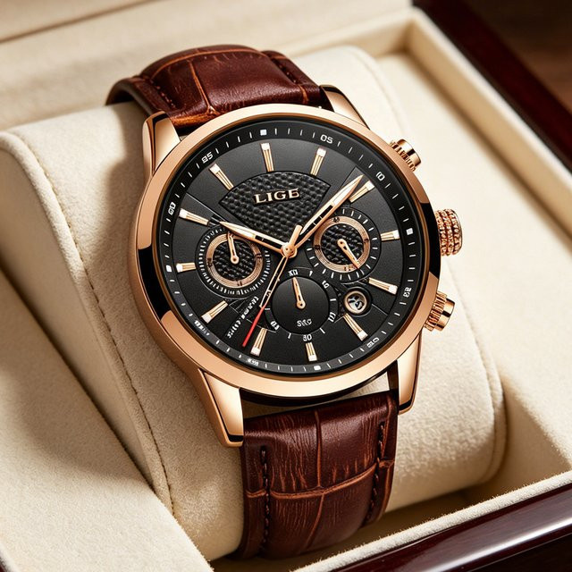 LIGE Chronograph, Quarz, Leder, Herren - Bild 1