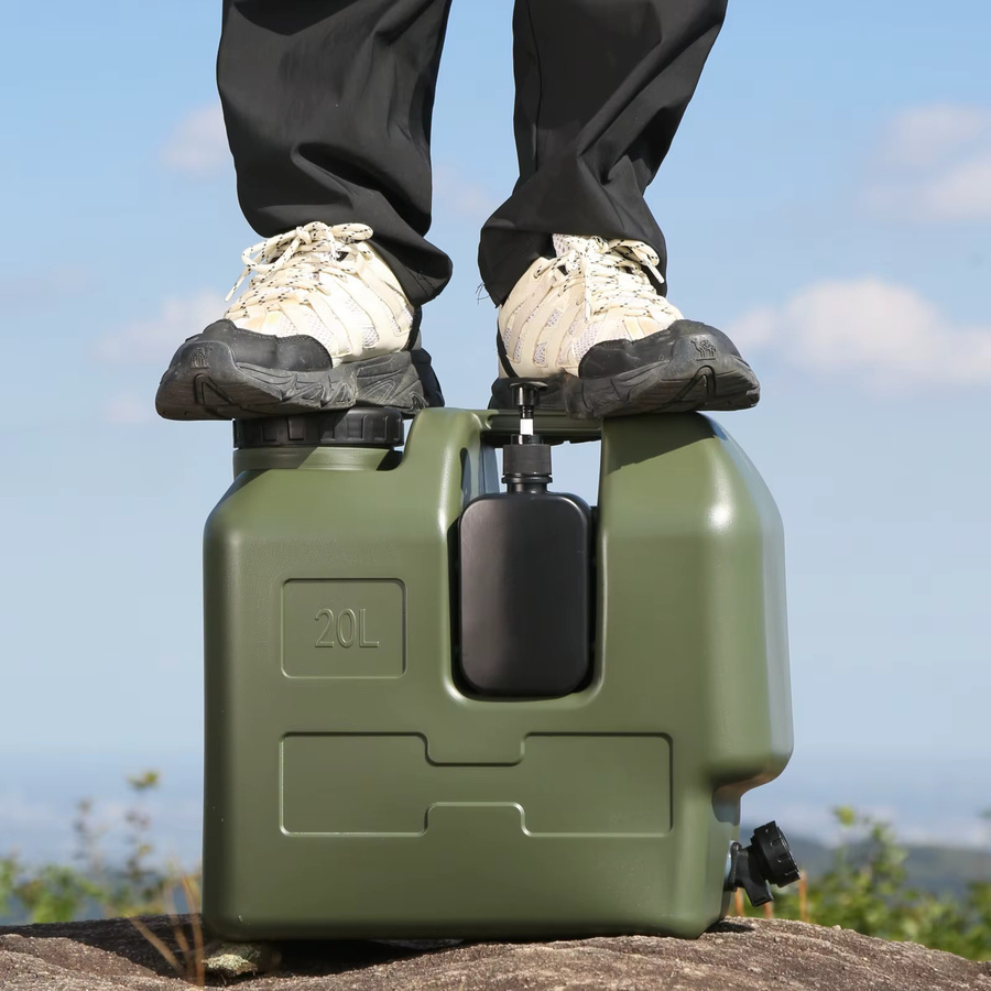 APWIKOGER Tragbarer Camping-Wasserbehälter mit Zapfhahn und Seifenspender, 20 l, Grün, BPA-freier Wassertank für Outdoor und Auto - Bild 3