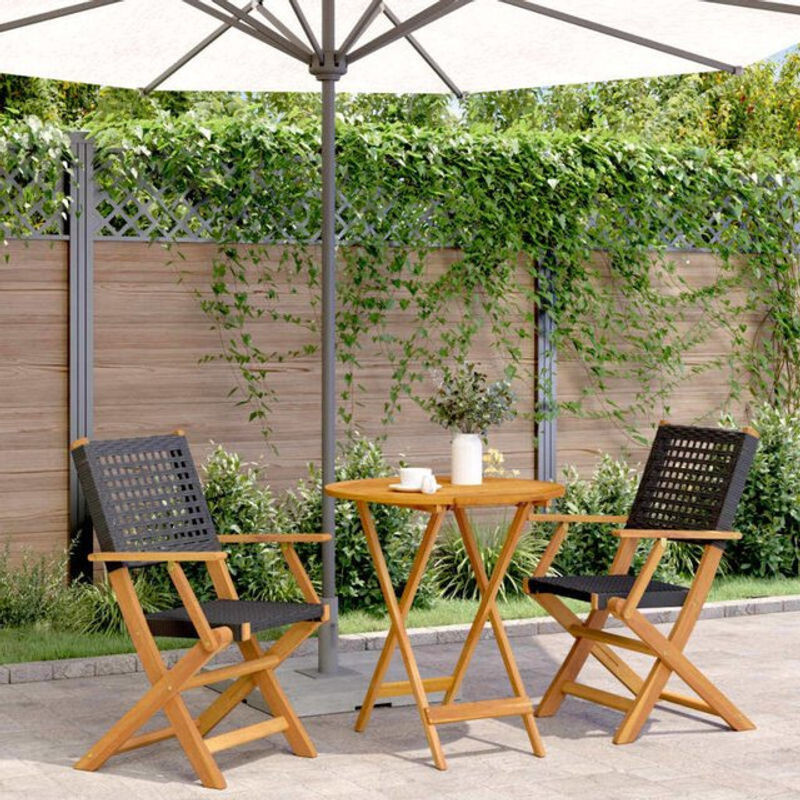 3-tlg. Bistro-Set aus Polyrattan und Massivholz Akazie in Schwarz von vidaxl - Bild 1