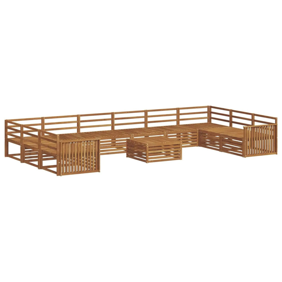 vidaXL Sofagarnitur aus Akazie Massivholz in Natur Braun, 11-teiliges Lounge-Set im U-Shape mit Latten-Design - Bild 2