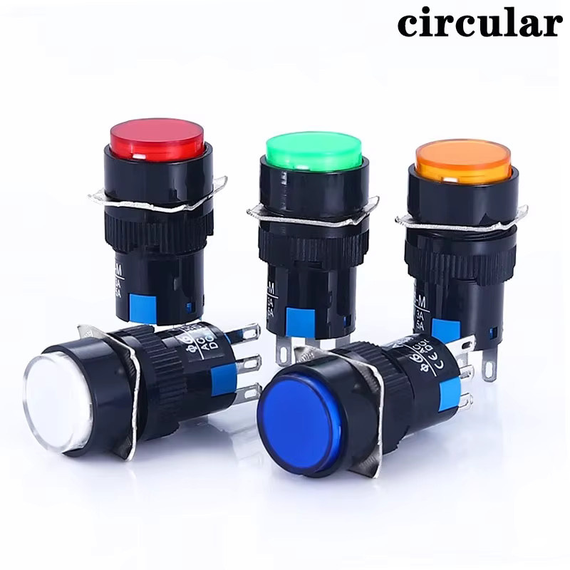 LED Drucktaster Set mit Beleuchtung 16 mm Durchmesser, Momentan oder Rastend, verschiedene Farben und Spannungen 6,3 V bis 220 V - Bild 2