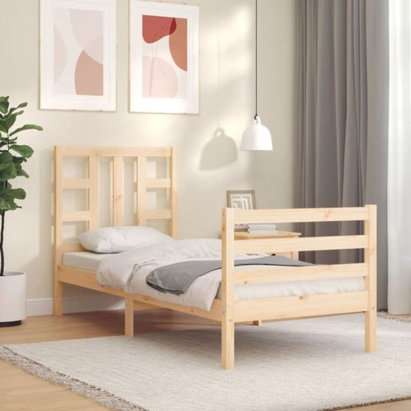 Massivholzbett Vidaxl aus Kiefernholz in Braun im Landhaus- und Skandinavischen Stil, B/T/H: 100 x 80,5 x 190 cm - Bild 1