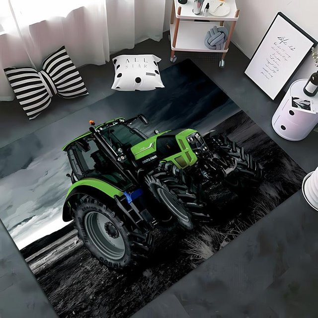 Anti-Rutsch Teppich Auto Traktor Serie mit Muster für Wohnzimmer, Schlafzimmer und Kinderzimmer, Mehrfarbig, B: 150 cm, L: 220 cm - Bild 1