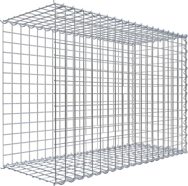Gabiona Anbaukorb Typ 2 in Silbergrau, B/T/H: 100 x 70 x 40 cm, Maschenweite 5 x 5 cm aus Stahl - Bild 1