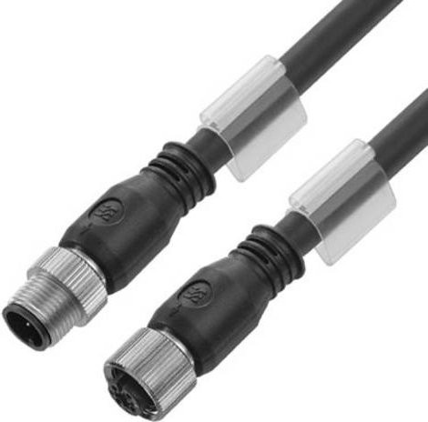 Weidmüller Sensor-Aktor-Steckverbinder M12 Stecker gerade und Buchse gerade, 5 Pol, schwarz, Länge: 5,00 m - Bild 1