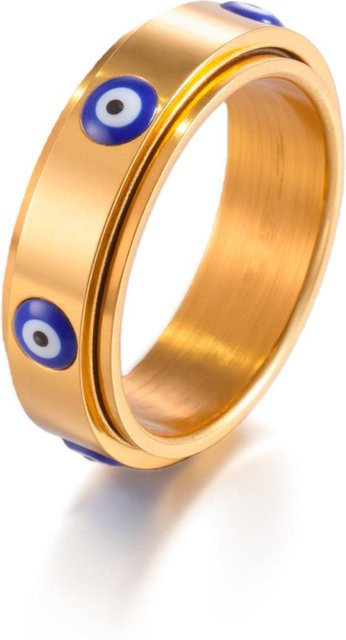 Angsring Edelstahl, Blauer Emaille Böser Blick, Unisex, Größe 8 - Bild 1