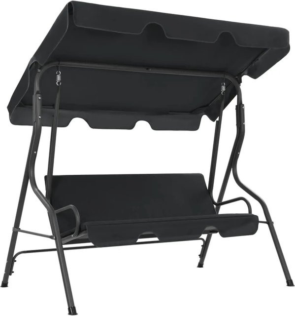 vidaXL Hollywoodschaukel Anthrazit mit Sonnendach aus Stahl und UV-beständigem Polyester, B/T/H: 170 x 110 x 153 cm - Bild 1
