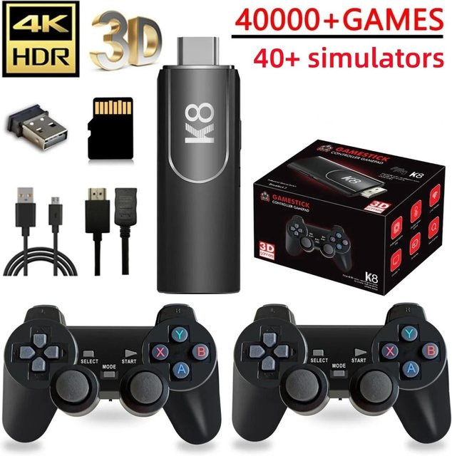 YAO JING K8 Retro-Spielkonsole mit 40.000 Spielen, 64G Gamestick, 4K HDMI-Ausgang und dualen 2,4G Wireless-Controllern, Schwarz - Bild 1
