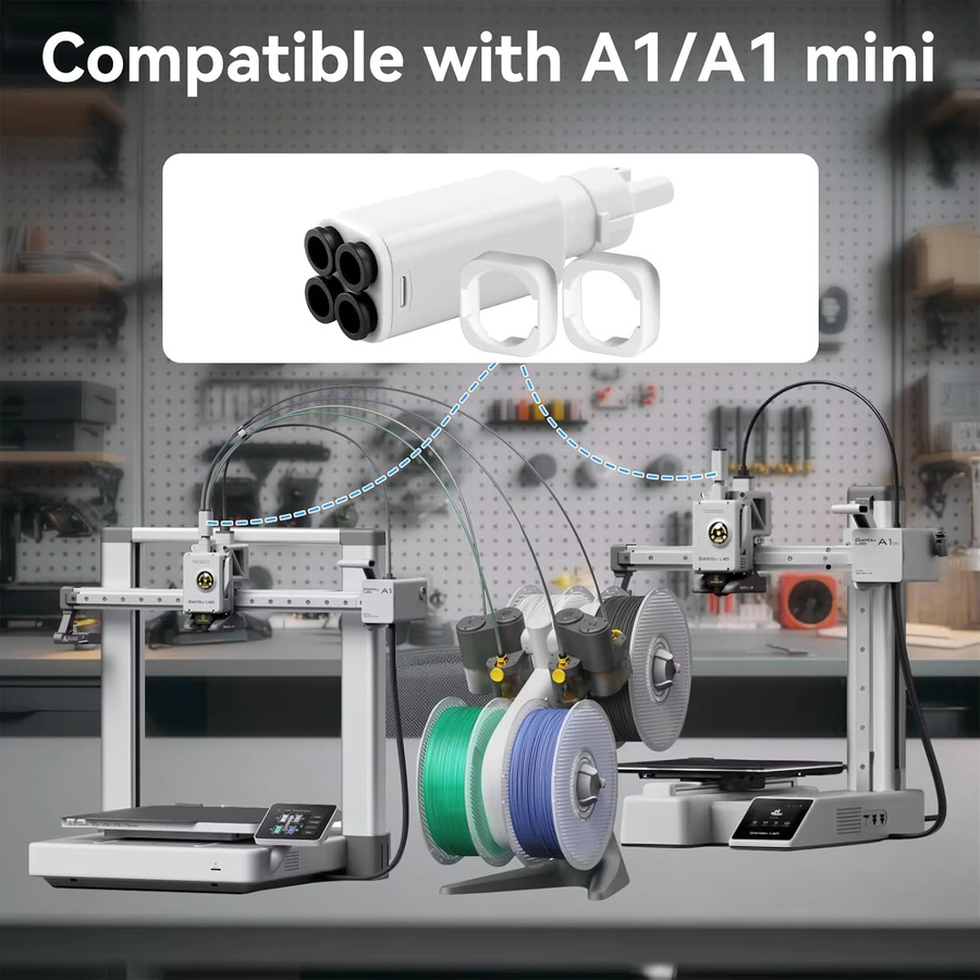 Original AMS Lite 5-Wege-Filament-Hub für Bambu Lab A1 und A1 Mini, Mehrfarbiger Druckrohr-Verbinder in Weiß - Bild 5