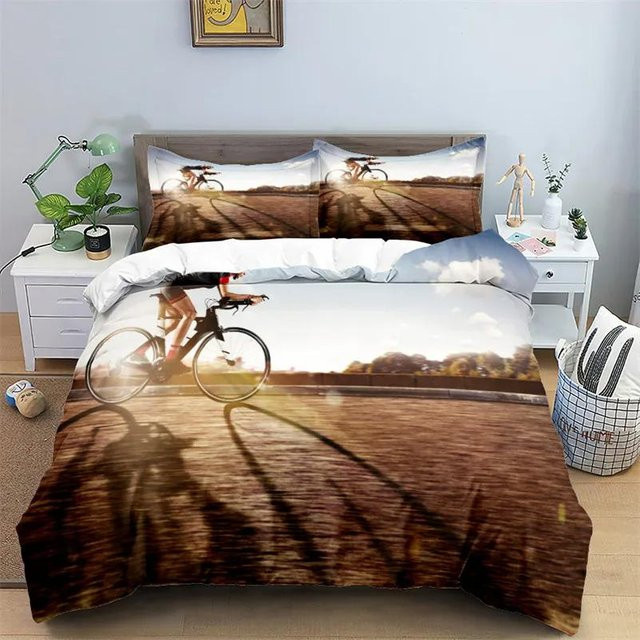 Bettwäscheset Binchi Fitness mit Fahrrad-Radsport-Print, Kingsize, Mehrfarbig, B/H: 140 x 210 cm - Bild 1