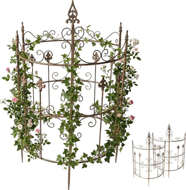 CLP Rankgitter Klivia aus Metall in Braun, 2er Set dekorative Rankhilfe mit Zierspitzen für Kletterpflanzen im Garten - Bild 1