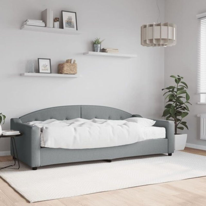 vidaxl Tagesbett mit Matratze aus Stoff und Metall in Grau, B/T/H: 200 x 90 cm - Bild 1