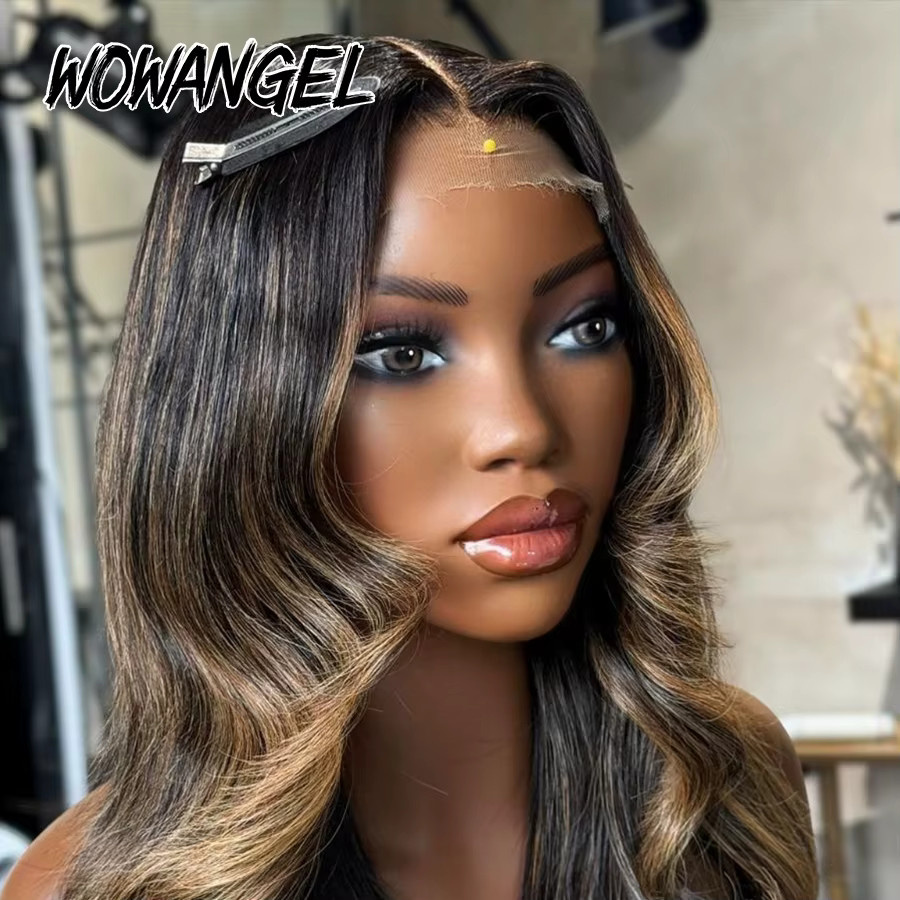WOWANGEL Blonde Highlights Body Wave Perücke, 100 % Echthaar, 5x5 HD Lace Closure - Bild 4