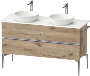 Duravit Sivida E Marm Konsolen-Waschtischunterbau bodenstehend in Marmor-Optik mit Schubladen, B/T/H: 131,5 x 54,8 x 47,5 cm - Bild 1