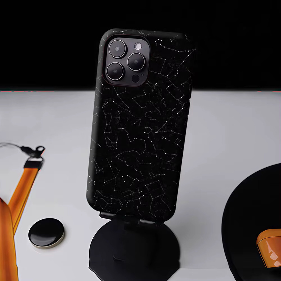 Aurbe Matte 2-in-1 MagSafe Hülle mit Sternenmuster für iPhone 17 16 15 14 Plus Pro Max, Stoßfeste Hartschale, Schwarz - Bild 4
