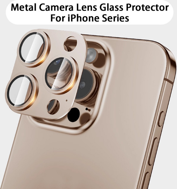 DIXSG Kamera Objektiv Schutz Film für iPhone 11 12 13 14 15 Pro Max 15 Plus mit Metall Ring in Schwarz - Bild 1