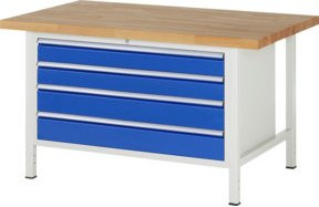 Rau Werkbank höhenverstellbar mit 4 Schubladen, B/T/H: 150 x 90 x 84-104 cm, Multicolour - Bild 1